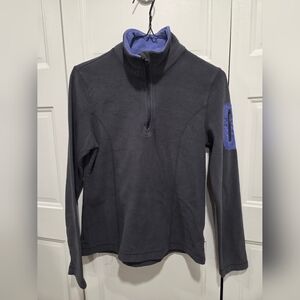 Danskin Women’s Gray Quarter Zip Fleece Pullover Sleeve Zip Pocket